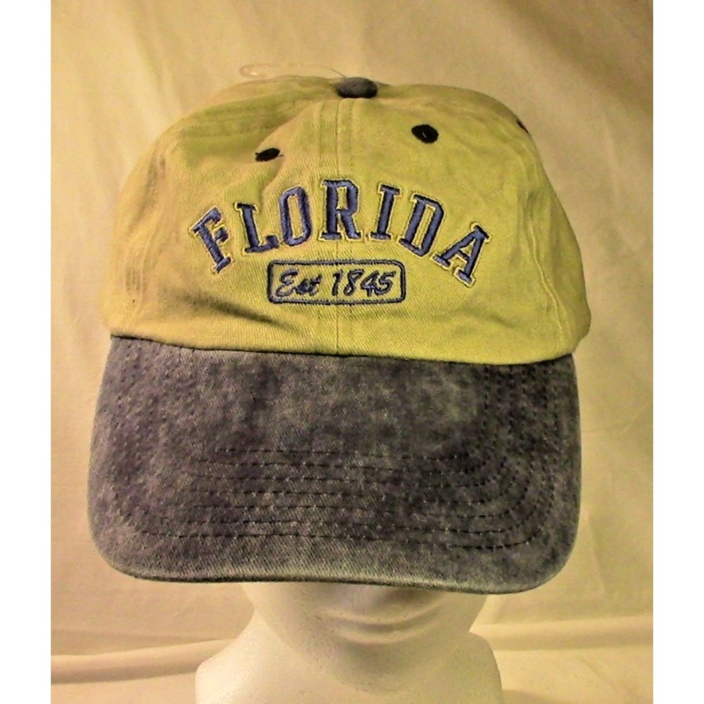 Florida Est 1845 Disney Gifts Brushed Blue & Tan Hat Cap NICE!!